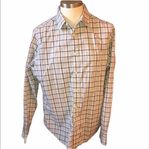 TROVATA PLAID WHITE BUTTON UP SHIRT MEDIUM